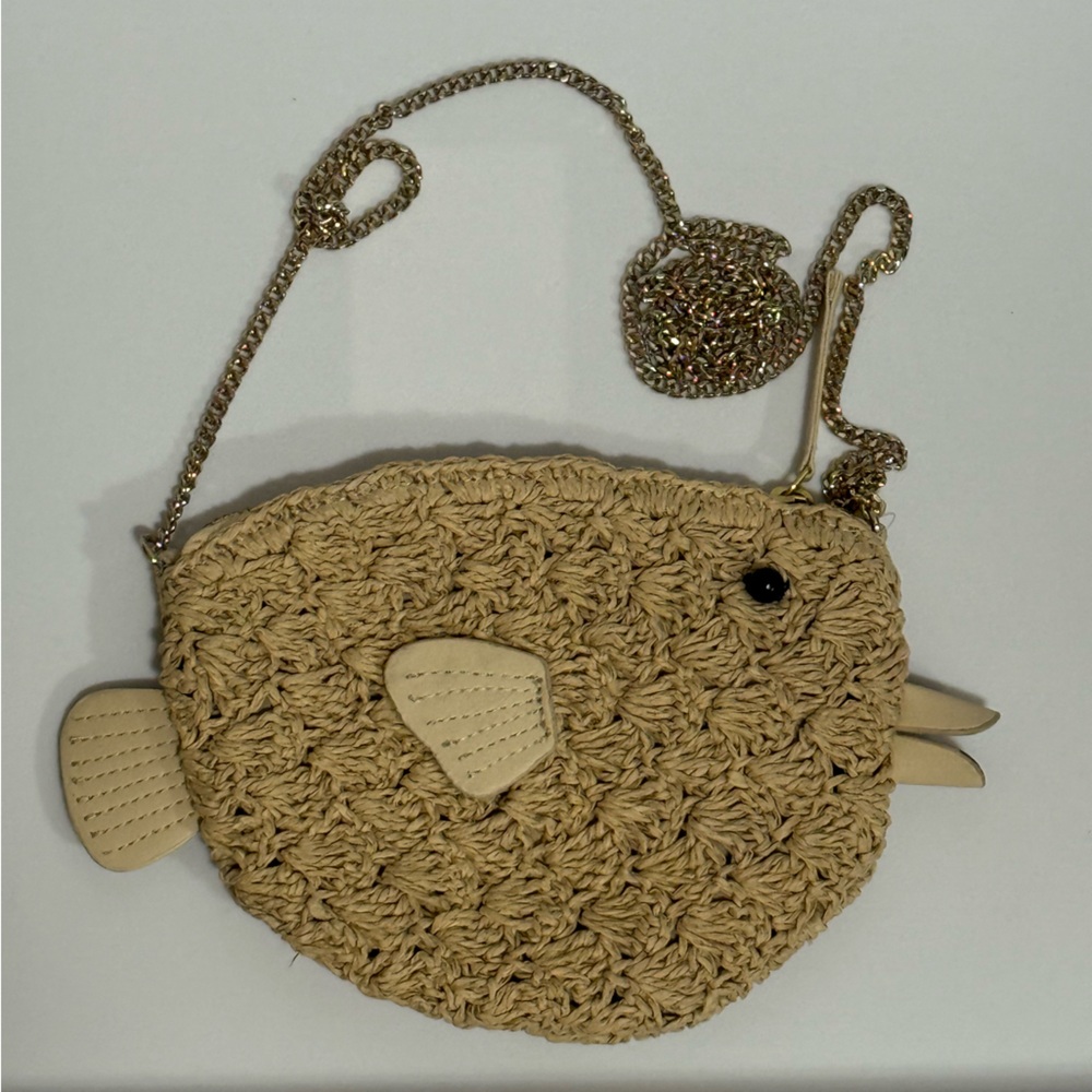 Puffer Fish Crossbody Mini Raffia Bag by From India to You